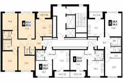 4-к квартира, 89.7 м², этаж 2/22