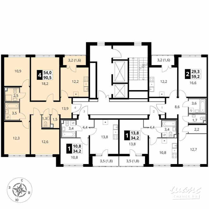 4-к квартира, 90.6 м², этаж 12/22 Москва - изображение 1