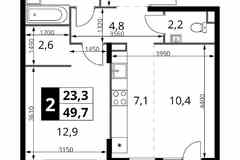 2-к квартира, 49.7 м², этаж 16/17