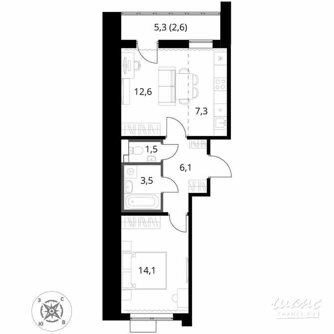 2-к квартира, 47.7 м², этаж 13/17 Химки - изображение 2