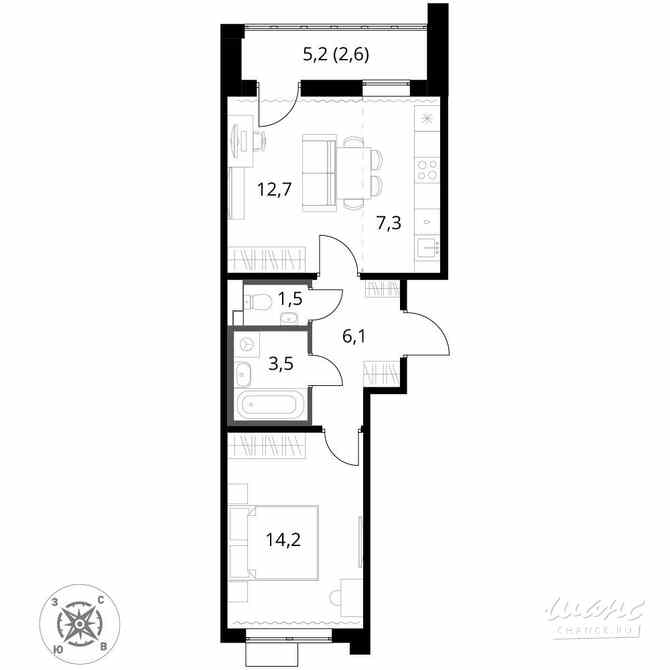 2-к квартира, 47.9 м², этаж 13/17 Химки - изображение 2