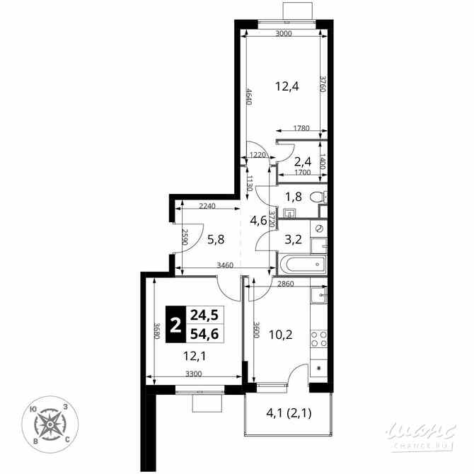 2-к квартира, 54.6 м², этаж 10/17 Химки - изображение 1