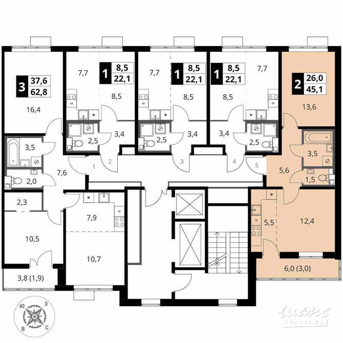 2-к квартира, 45.1 м², этаж 6/16 Химки - изображение 4