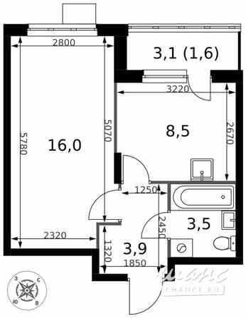 1-к квартира, 33.5 м², этаж 21/24 Москва - изображение 1