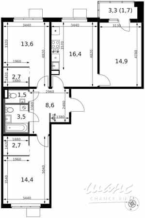 3-к квартира, 80.8 м², этаж 18/18 Коммунарка - изображение 1
