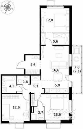 4-к квартира, 86.8 м², этаж 8/18 Коммунарка - изображение 2