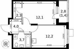 1-к квартира, 35.7 м², этаж 24/24