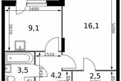 1-к квартира, 37.1 м², этаж 24/24