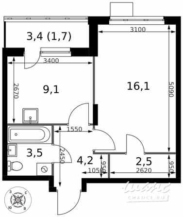 1-к квартира, 37.1 м², этаж 24/24 Москва - изображение 1