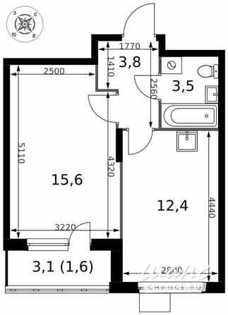 1-к квартира, 36.9 м², этаж 21/24 Москва - изображение 1