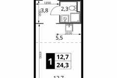 1-к квартира, 24.3 м², этаж 18/24