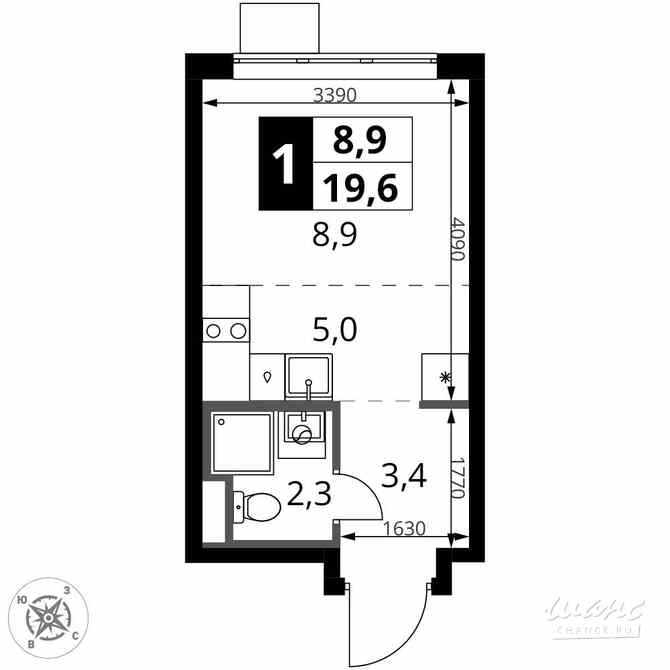 1-к квартира, 19.6 м², этаж 3/24 Москва - изображение 1