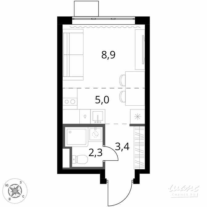 1-к квартира, 19.6 м², этаж 3/24 Москва - изображение 2