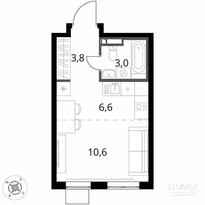 1-к квартира, 24 м², этаж 3/24 Москва - изображение 2