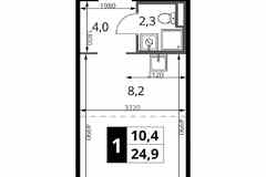1-к квартира, 24.9 м², этаж 14/24