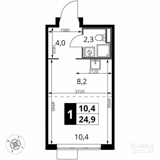 1-к квартира, 24.9 м², этаж 14/24 Москва - изображение 1