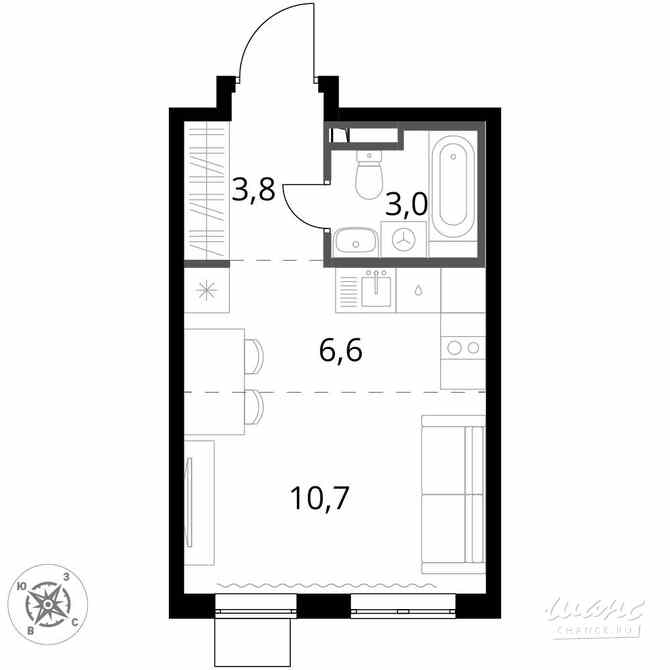 1-к квартира, 24.1 м², этаж 6/24 Москва - изображение 2