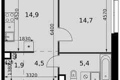 1-к квартира, 41.4 м², этаж 20/27