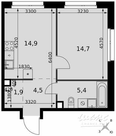 1-к квартира, 41.4 м², этаж 20/27 Москва - изображение 1