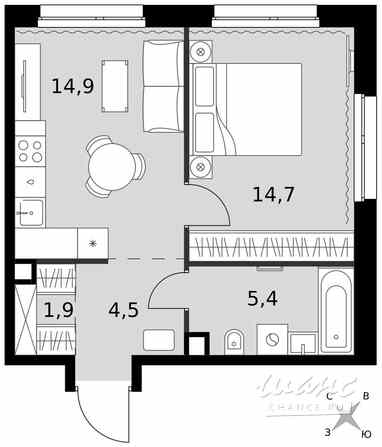 1-к квартира, 41.4 м², этаж 20/27 Москва - изображение 2