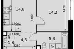 1-к квартира, 40.4 м², этаж 15/27