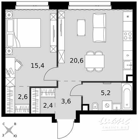 2-к квартира, 49.8 м², этаж 2/27 Москва - изображение 2