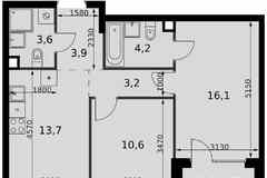 2-к квартира, 57 м², этаж 2/27