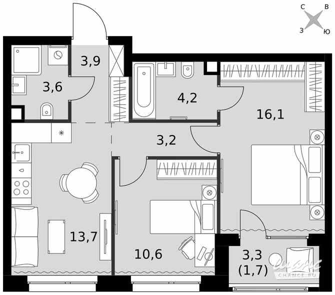 2-к квартира, 57 м², этаж 2/27 Москва - изображение 2