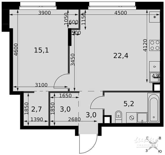2-к квартира, 51.4 м², этаж 19/27 Москва - изображение 1