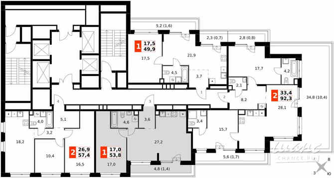 2-к квартира, 53.8 м², этаж 25/27 Москва - изображение 4