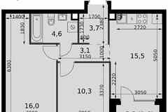 3-к квартира, 54.8 м², этаж 2/27