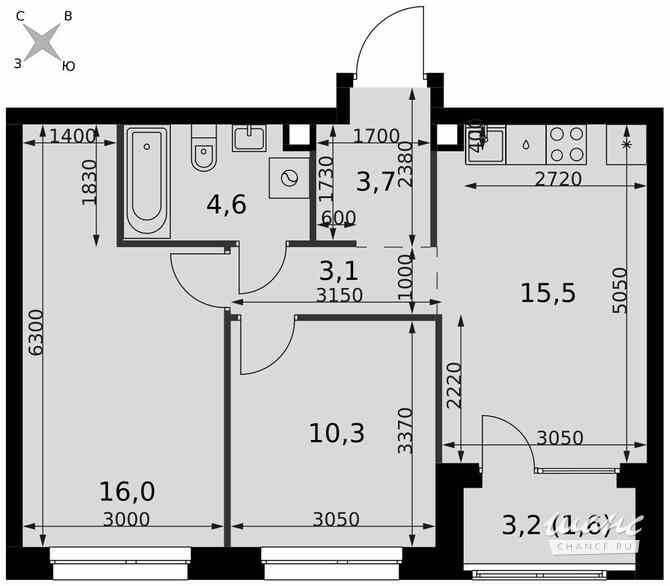 3-к квартира, 54.8 м², этаж 2/27 Москва - изображение 1