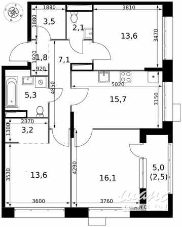 3-к квартира, 84.5 м², этаж 7/25 Москва - изображение 1