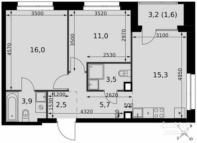 3-к квартира, 59.5 м², этаж 9/27 Москва - изображение 1