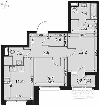 2-к квартира, 56.7 м², этаж 44/44 Москва - изображение 1