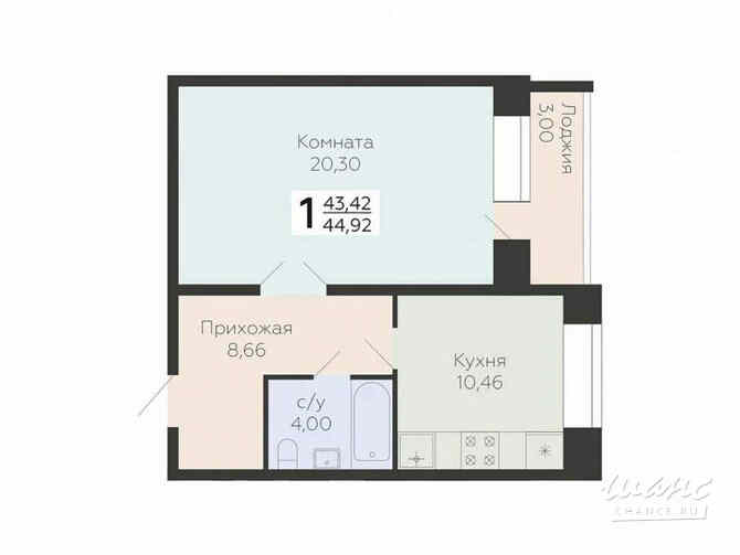 1-к квартира, 44.92 м², этаж 6/12  - изображение 3