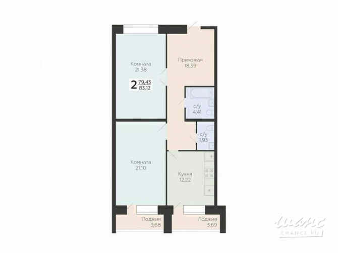 2-к квартира, 83.12 м², этаж 1/12  - изображение 3