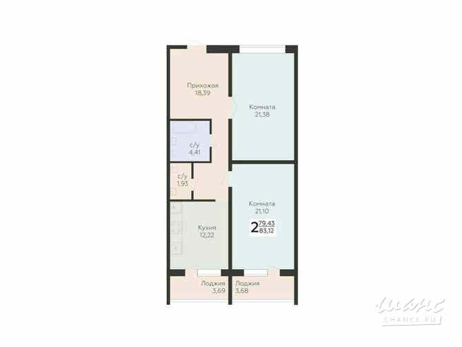 2-к квартира, 83.12 м², этаж 9/12  - изображение 3