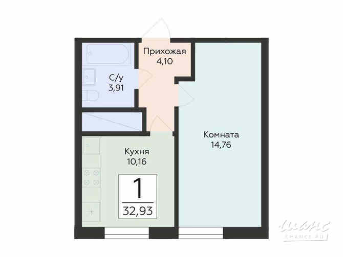 1-к квартира, 34.81 м², этаж 1/24 Самара - изображение 3