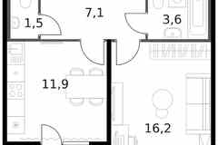 1-к квартира, 42.2 м², этаж 12/15
