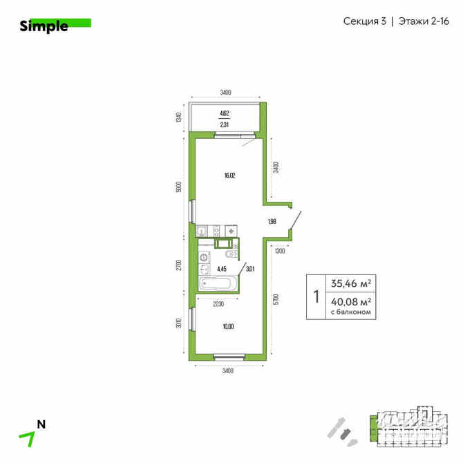 1-к квартира, 37.1 м², этаж 6/26 Санкт-Петербург - изображение 3