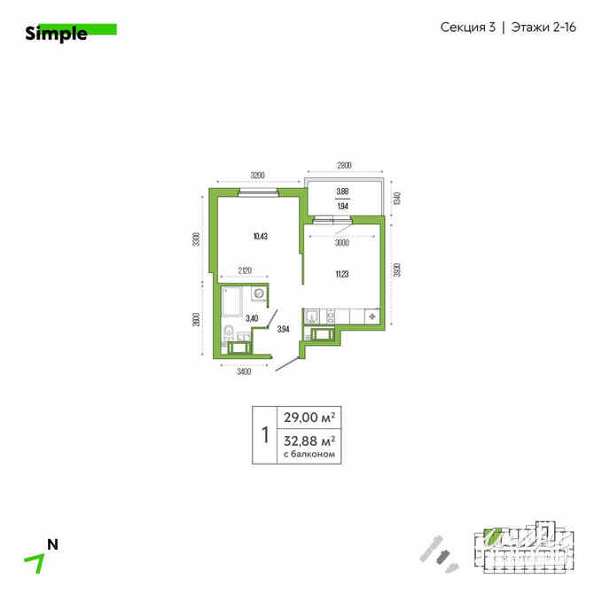 1-к квартира, 30.4 м², этаж 8/26 Санкт-Петербург - изображение 3