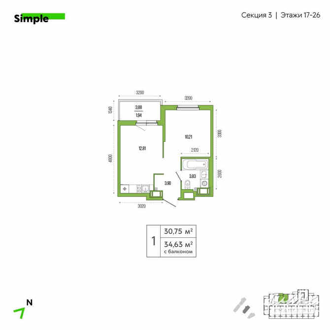 1-к квартира, 32.2 м², этаж 25/26 Санкт-Петербург - изображение 3