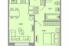 1-к квартира, 32.02 м², этаж 1/20
