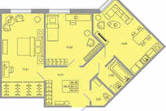 2-к квартира, 59.9 м², этаж 2/17