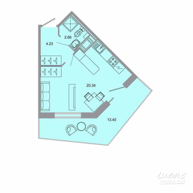 1-к квартира, 30.5 м², этаж 4/15 Бугры - изображение 1