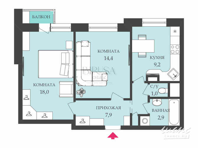 2-к квартира, 54 м², этаж 8/16 Москва - изображение 3