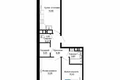 2-к квартира, 59.3 м², этаж 1/16