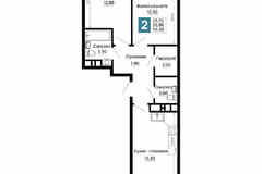 2-к квартира, 59.3 м², этаж 11/16