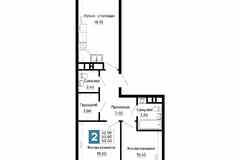 2-к квартира, 59 м², этаж 12/16
